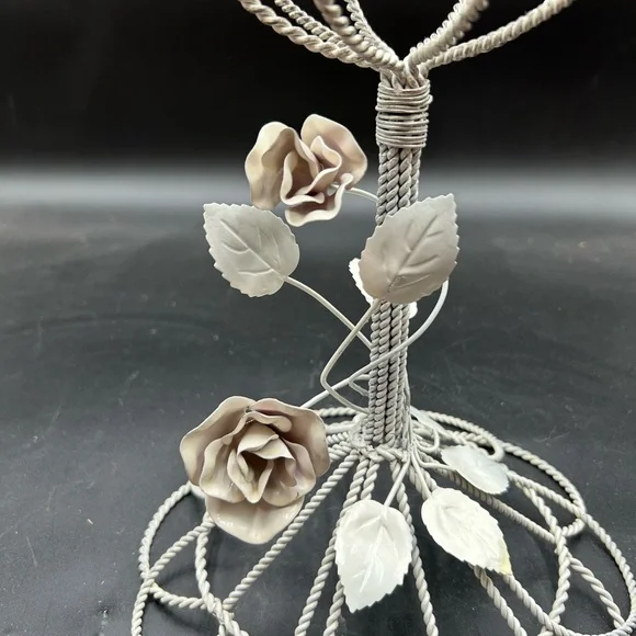 Elegant Wire hat or wig Stand with Floral Accents